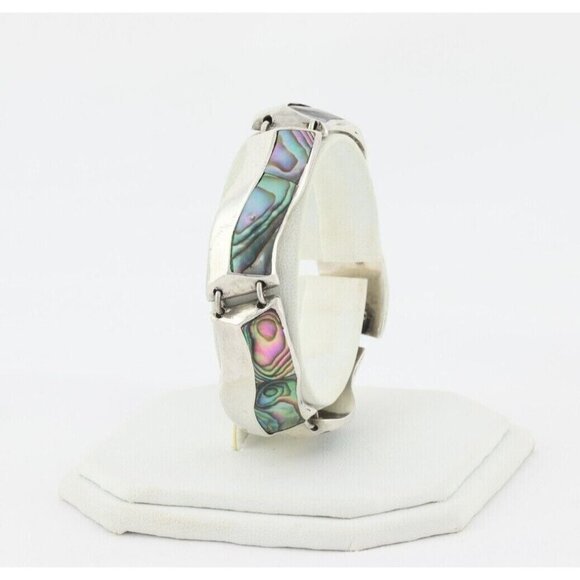 Sterling Silver Abalone Shell Bracelet 6 3/4 inch - Picture 6 of 9